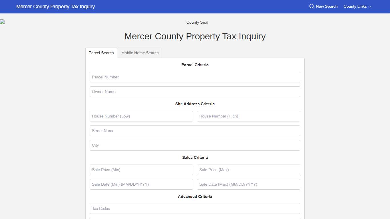 Mercer County Property Tax Inquiry