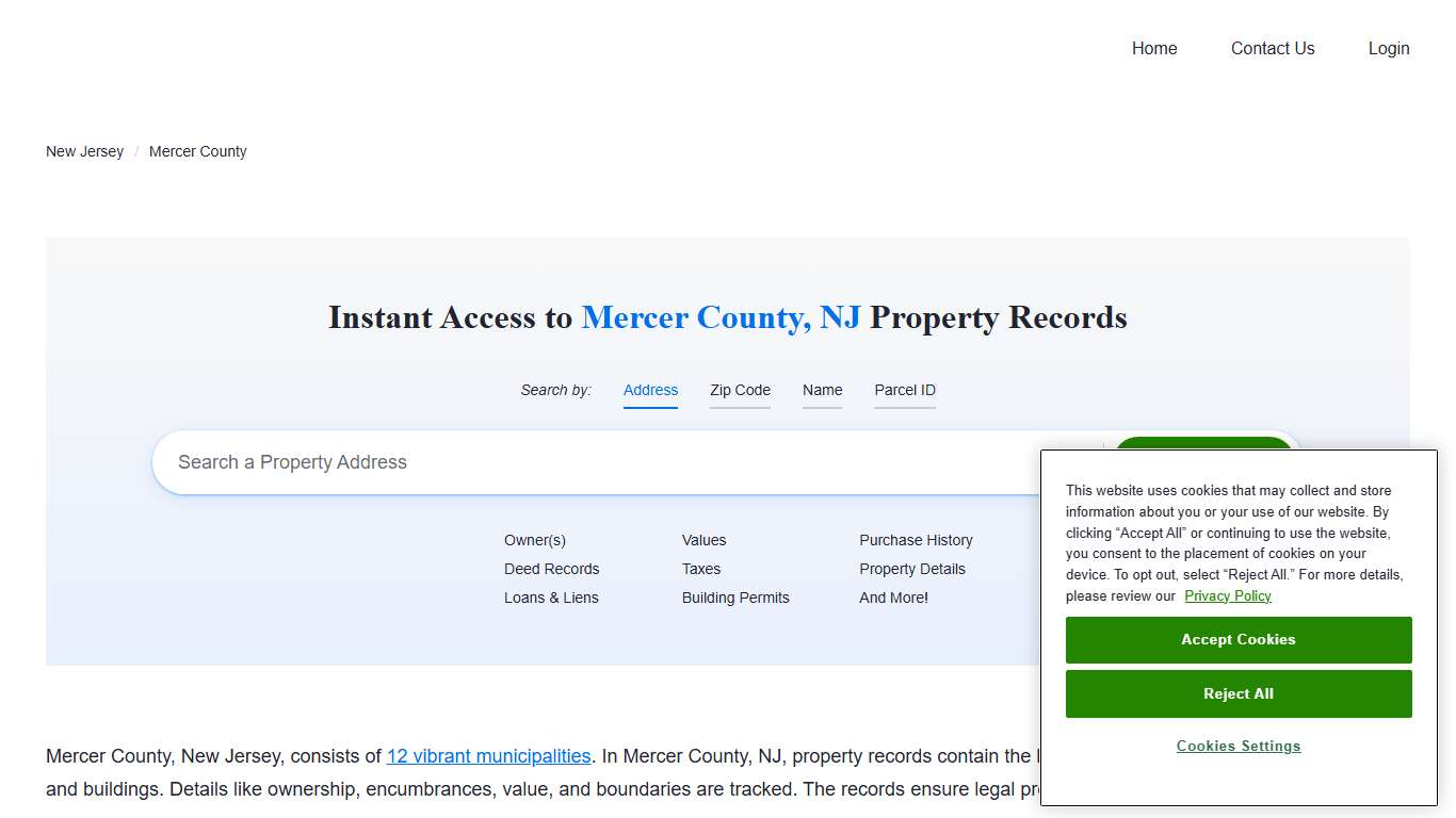 Mercer County, NJ Property Records Owners, Deeds, Permits